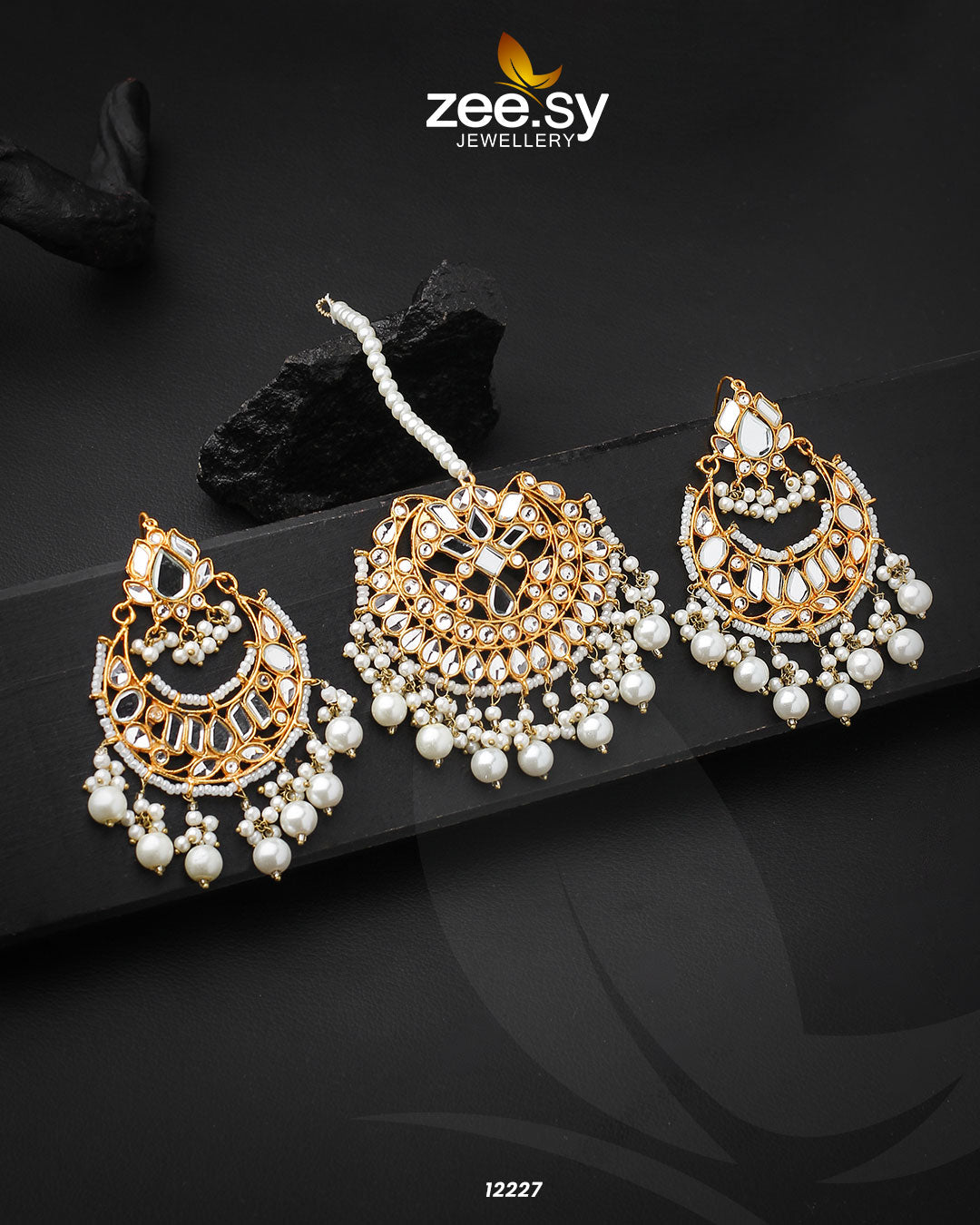 Kundan Bindiya Earrings - House Of Zarish
