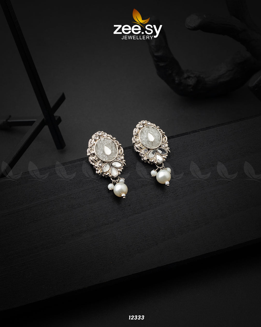 Limestone Crush Studs Earrings - House Of Zarish