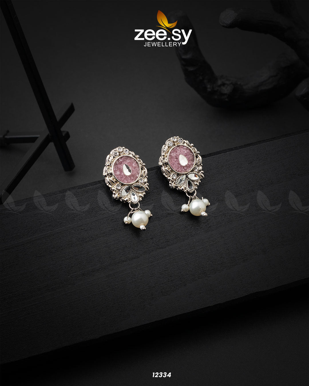Limestone Crush Studs Earrings - House Of Zarish