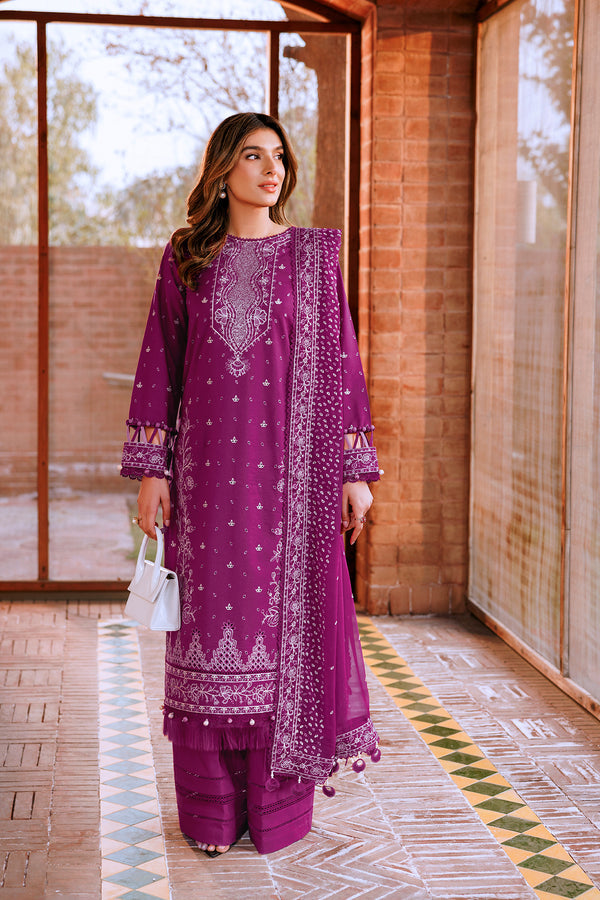 Farasha | Dastoor Embroidered Lawn SS24 | TEMPTING BERY - House Of Anaya
