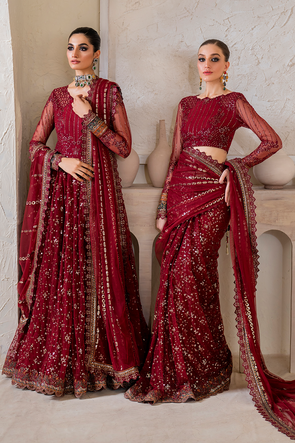 Iznik | Chinnon Chiffon | CC-49 Embroidered Net - House Of Anaya