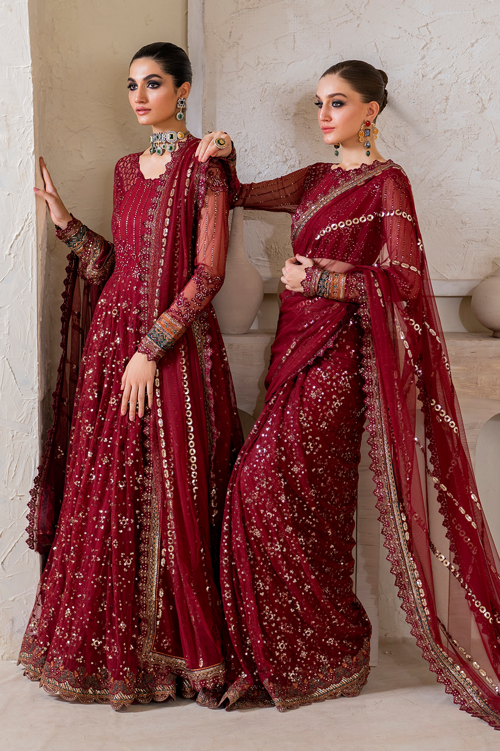 Iznik | Chinnon Chiffon | CC-49 Embroidered Net - House Of Anaya