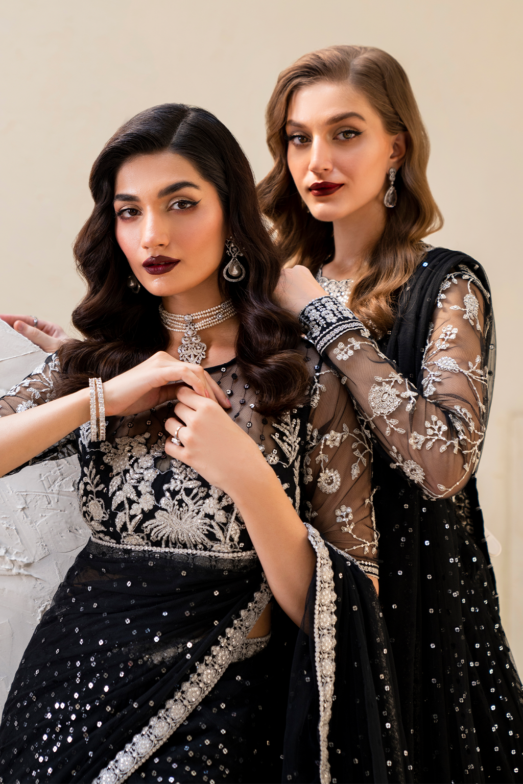 Iznik | Chinnon Chiffon | CC-50 Embroidered Net - House Of Anaya