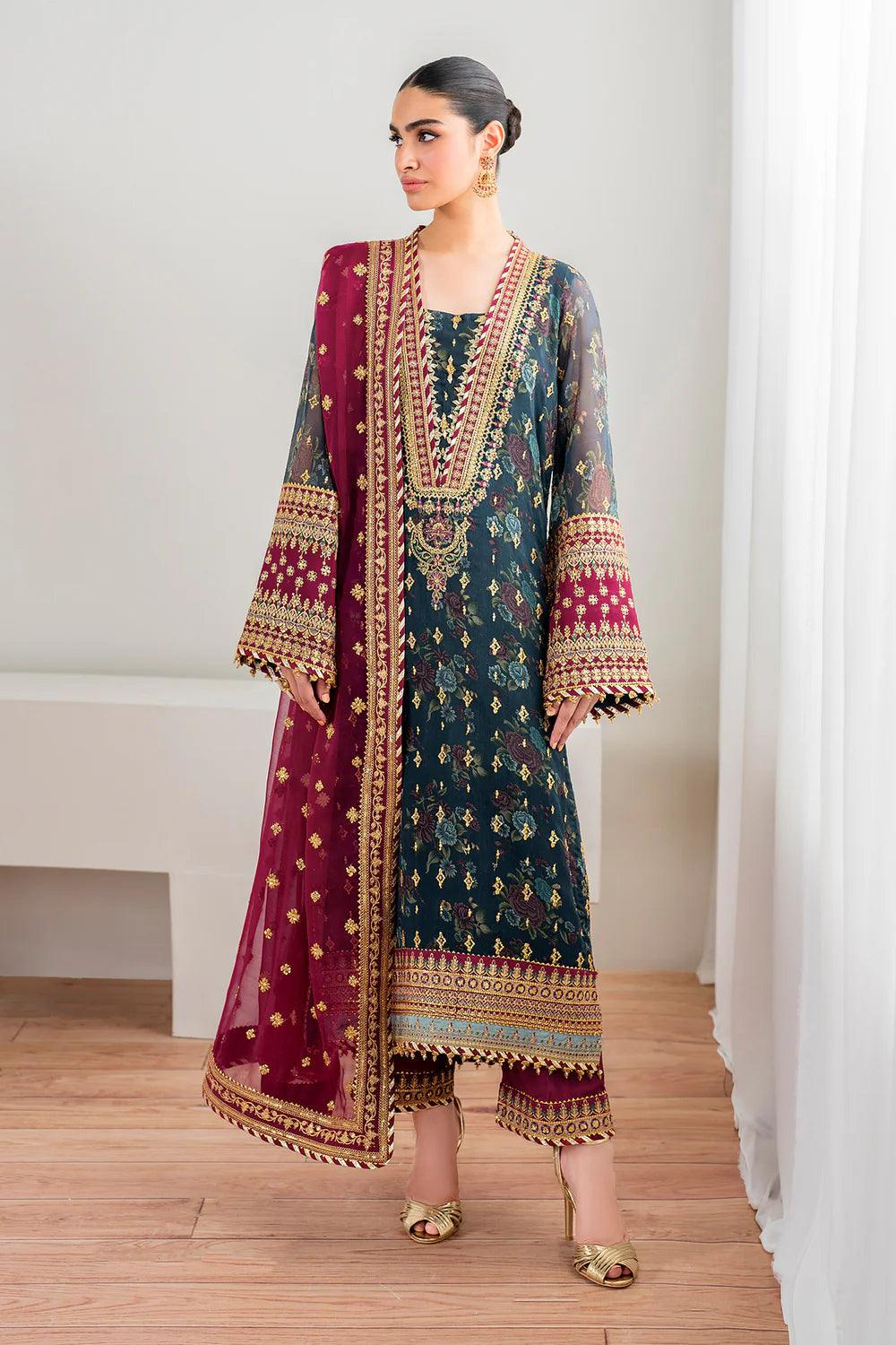 Baroque | Stitched New | EMBROIDERED CHIFFON UF-689 - House Of Anaya