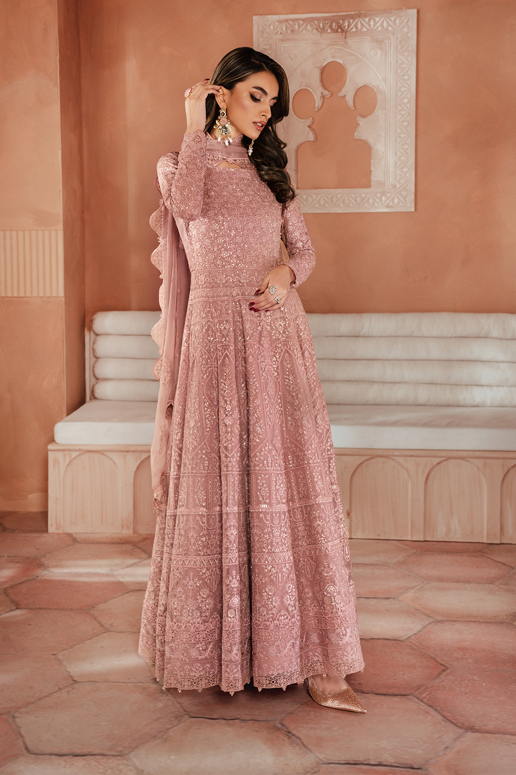 Iznik | Chiffon Kari | ICK-04 Embroidered Chiffon - House Of Anaya