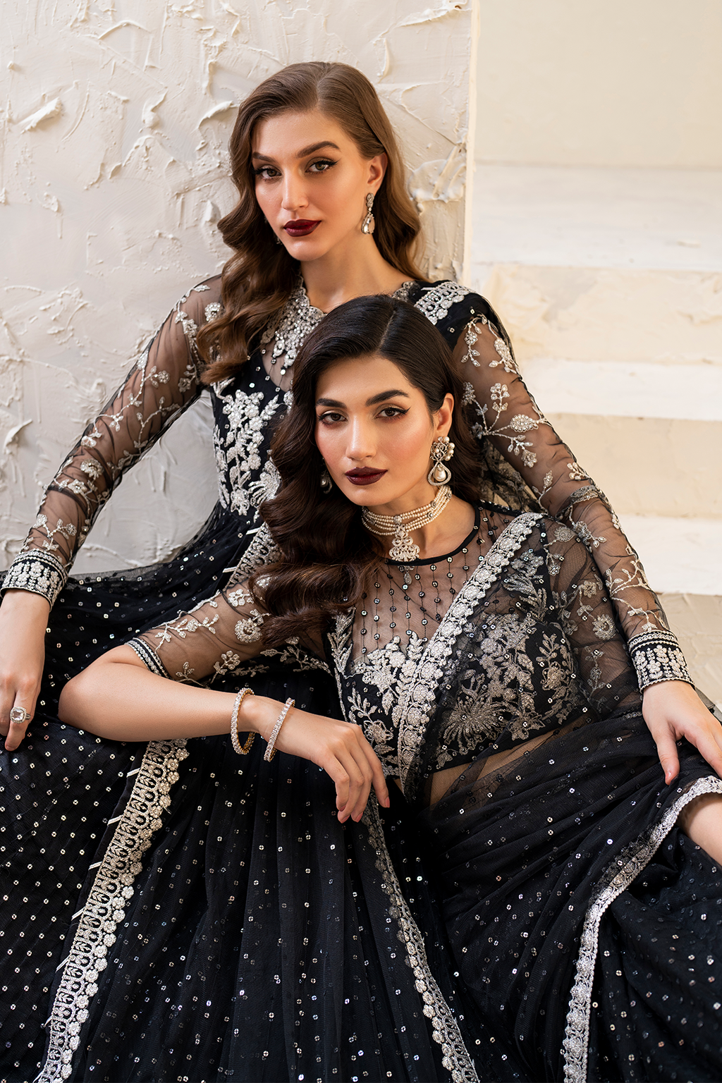 Iznik | Chinnon Chiffon | CC-50 Embroidered Net - House Of Anaya