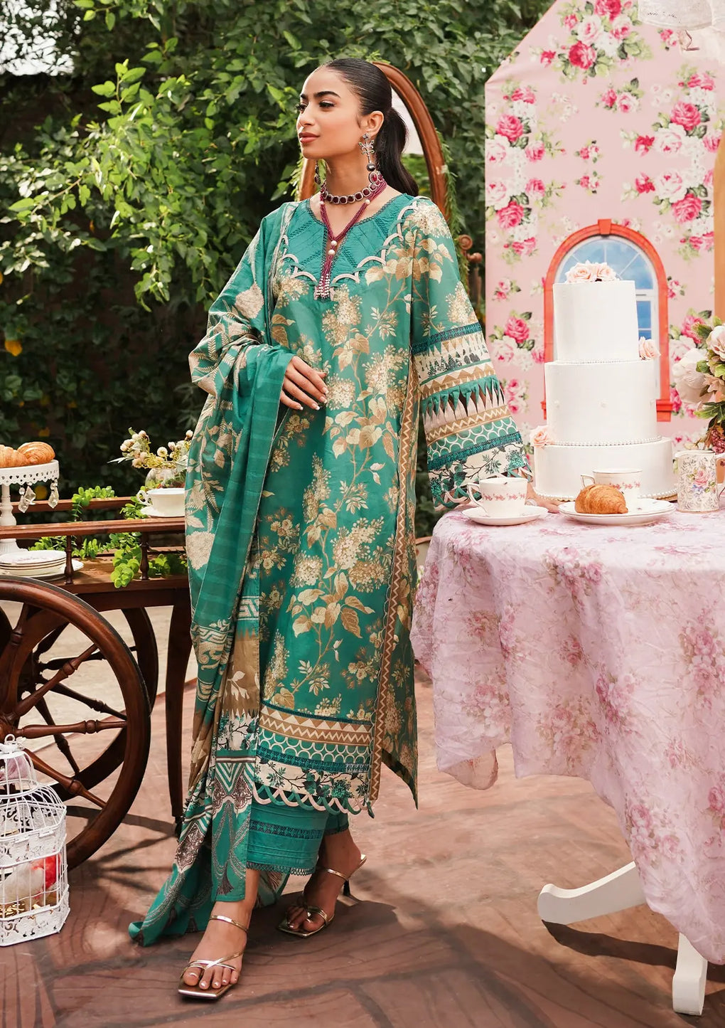 Elaf Premium | Printed Collection 24 | EEP-04B - Chic Teal - House Of Anaya