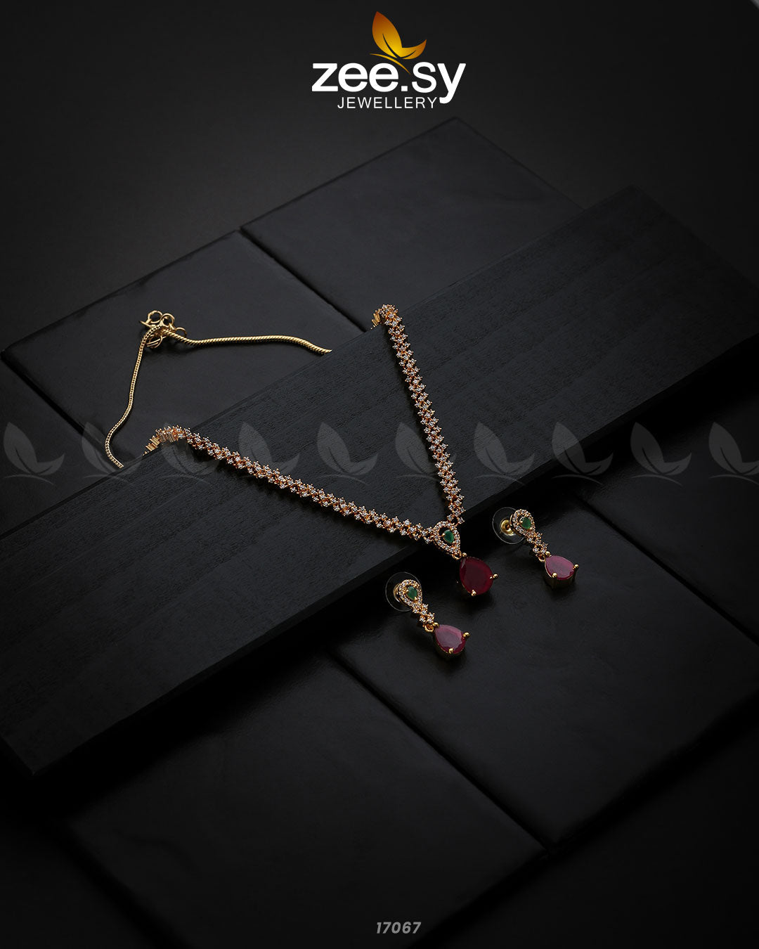 Nargis Zircon Necklace - House Of Zarish