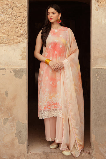 Cross Stitch | Premium Lawn 24 | PEACH BLUSH - House Of Anaya