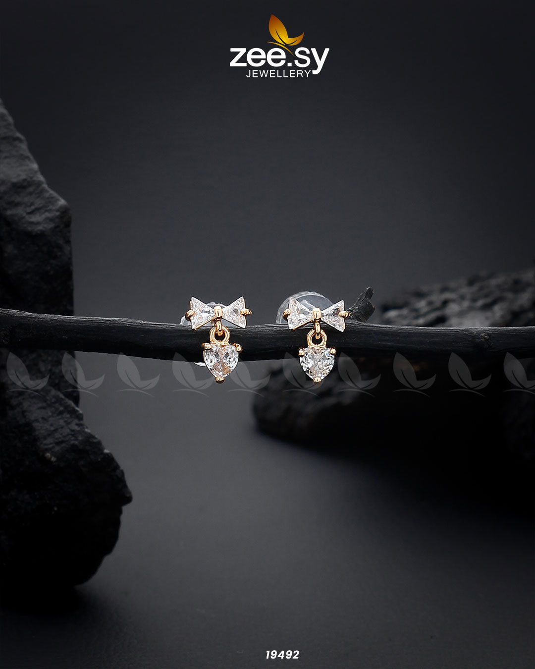 Crystal Bow Stud Earrings - House Of Zarish
