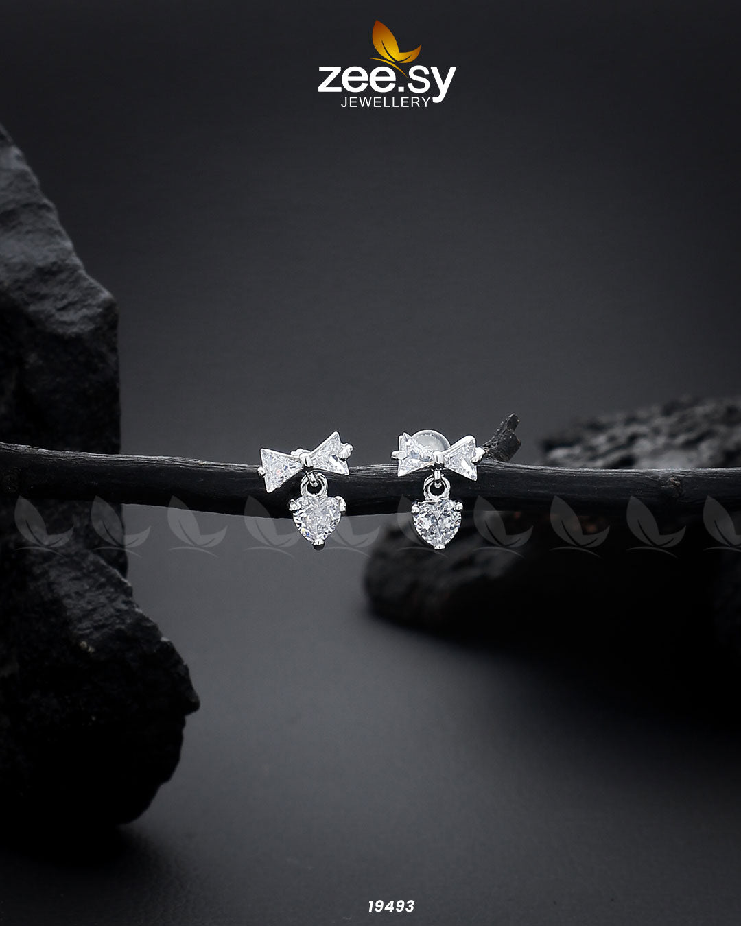 Crystal Bow Stud Earrings - House Of Zarish
