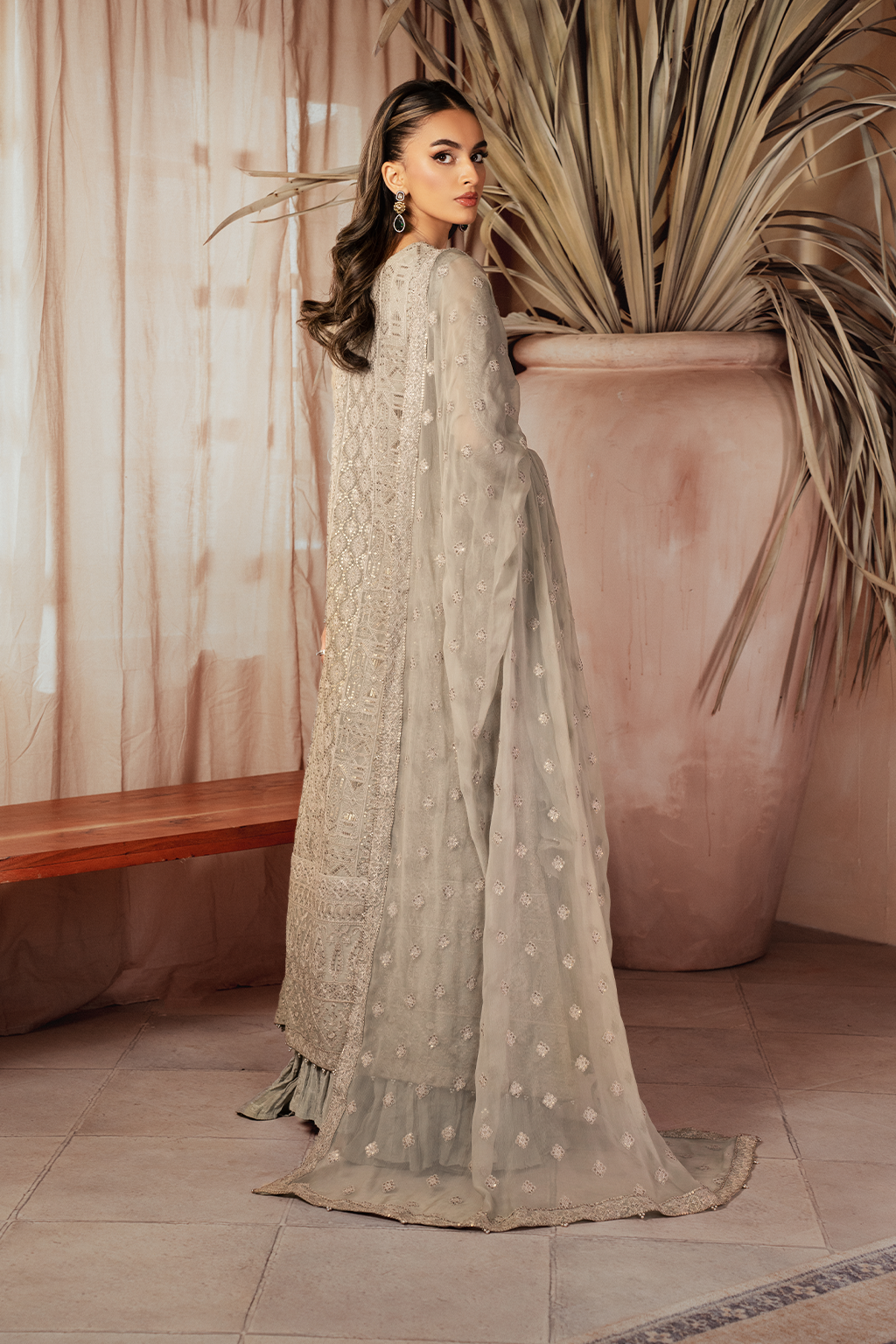 Iznik | Chiffon Kari | ICK-08 Embroidered Chiffon - House Of Anaya