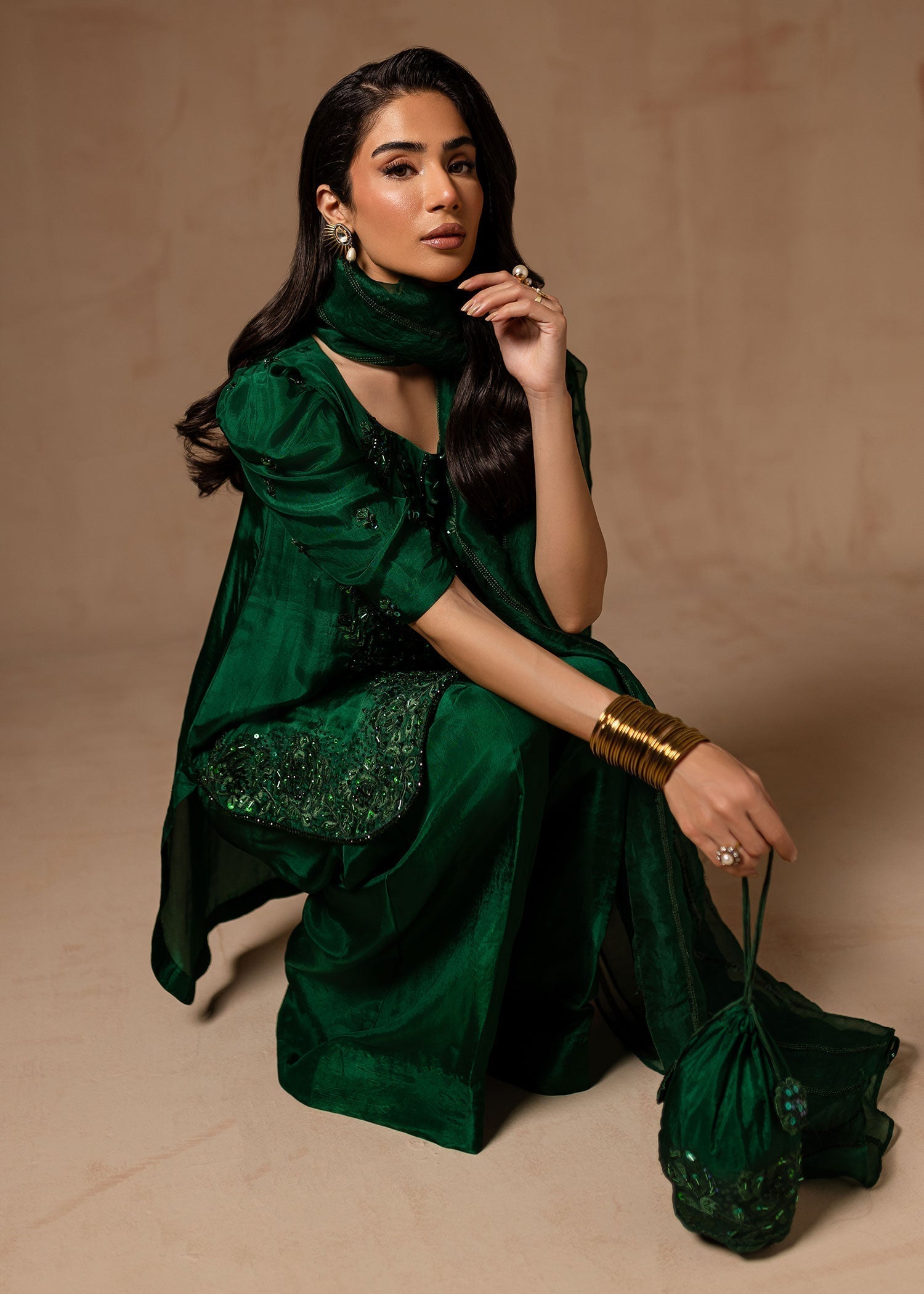 Maria Osama Khan | Noir Bliss Luxury Formals | Emerald Green