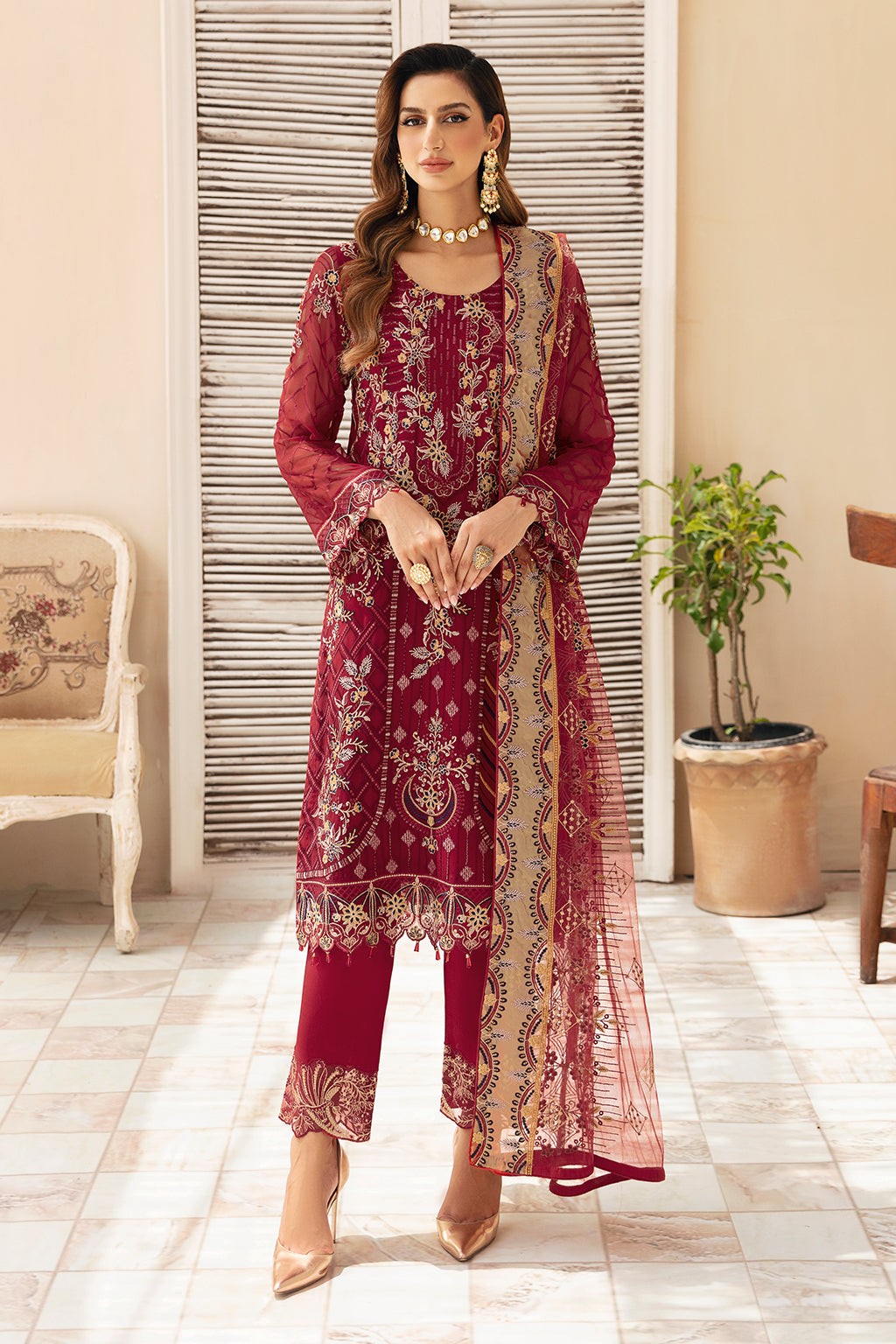 Ramsha | Chevron Chiffon Collection | A-907 - House Of Anaya
