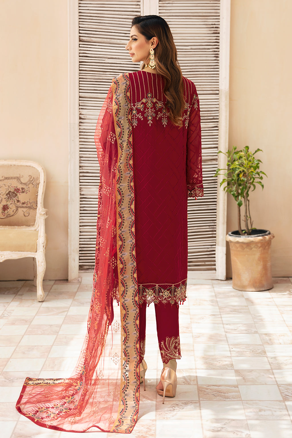 Ramsha | Chevron Chiffon Collection | A-907 - House Of Anaya