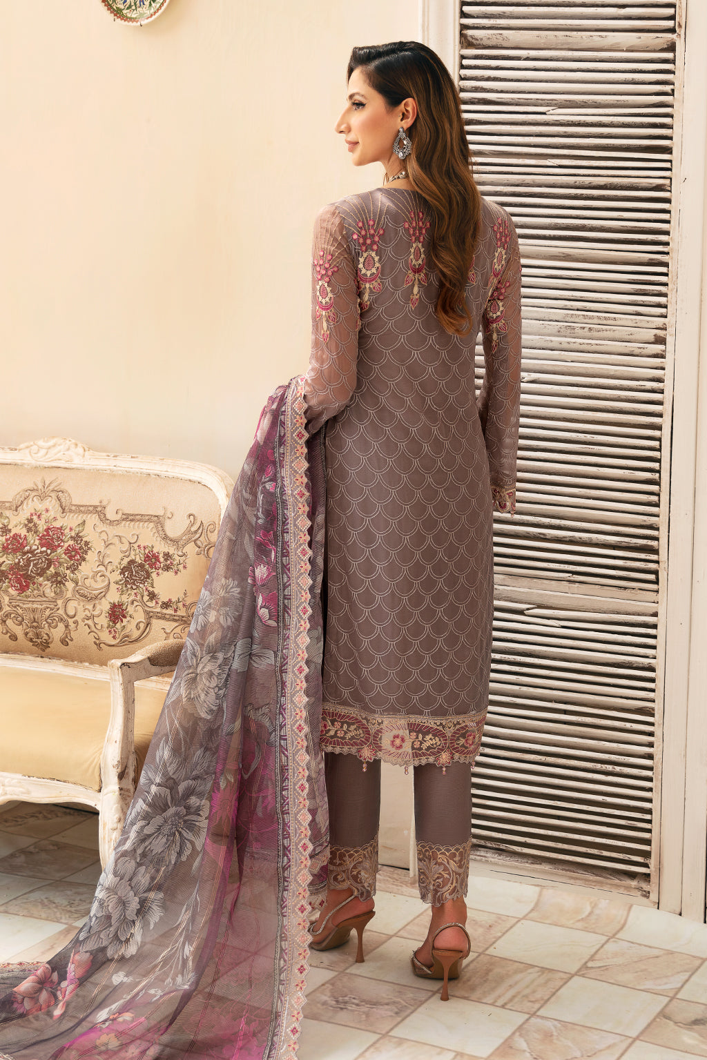 Ramsha | Chevron Chiffon Collection | A-908 - House Of Anaya