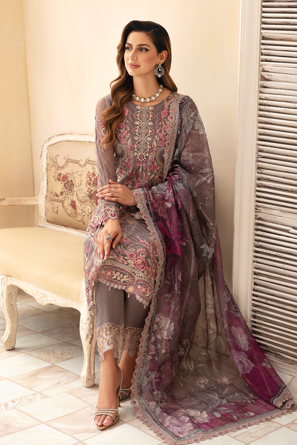 Ramsha | Chevron Chiffon Collection | A-908 - House Of Anaya