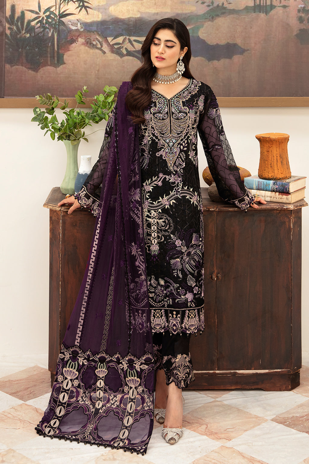 Ramsha | Minhal Organza Collection | M-1006 - House Of Anaya