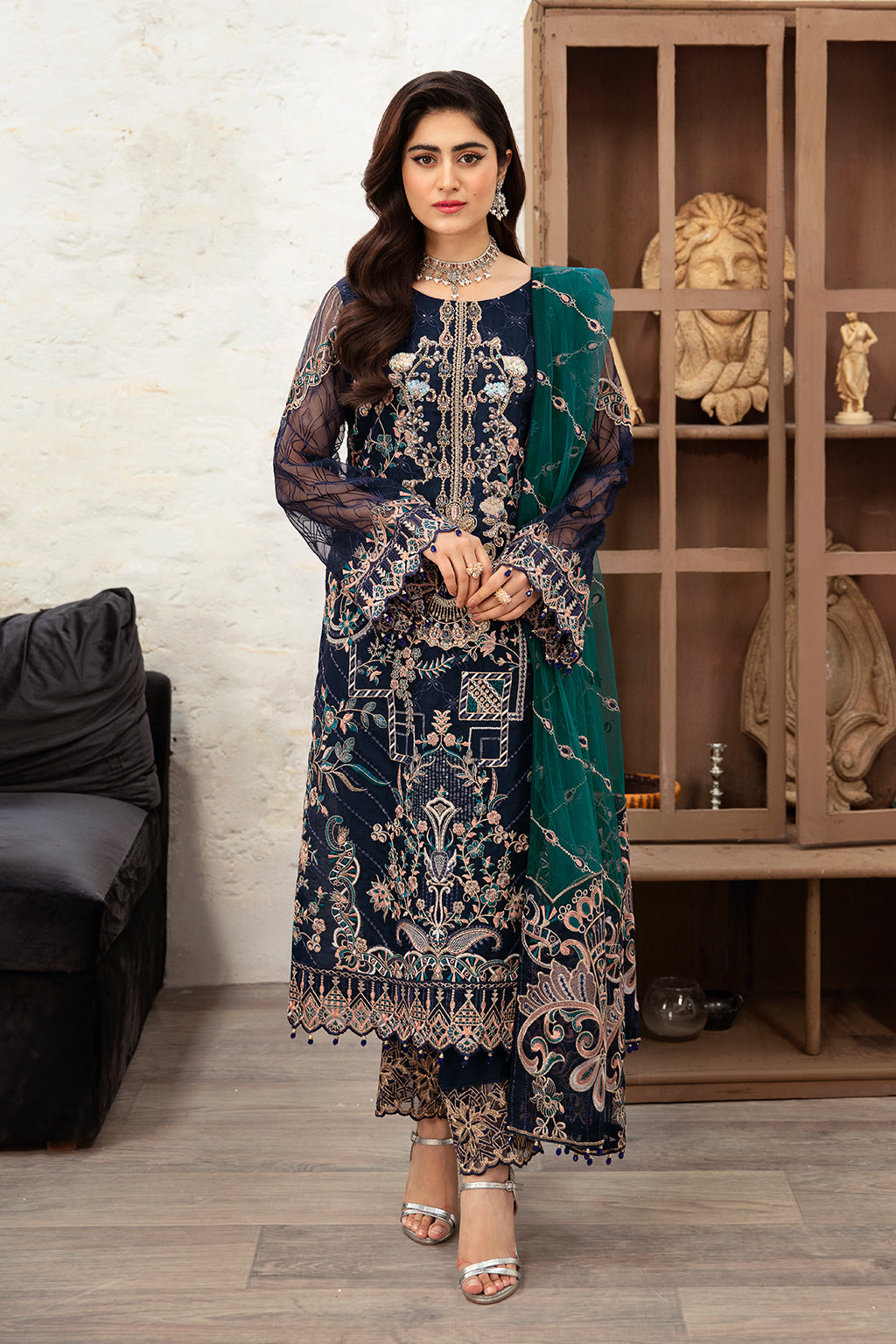 Ramsha | Minhal Organza Collection | M-1009 - House Of Anaya