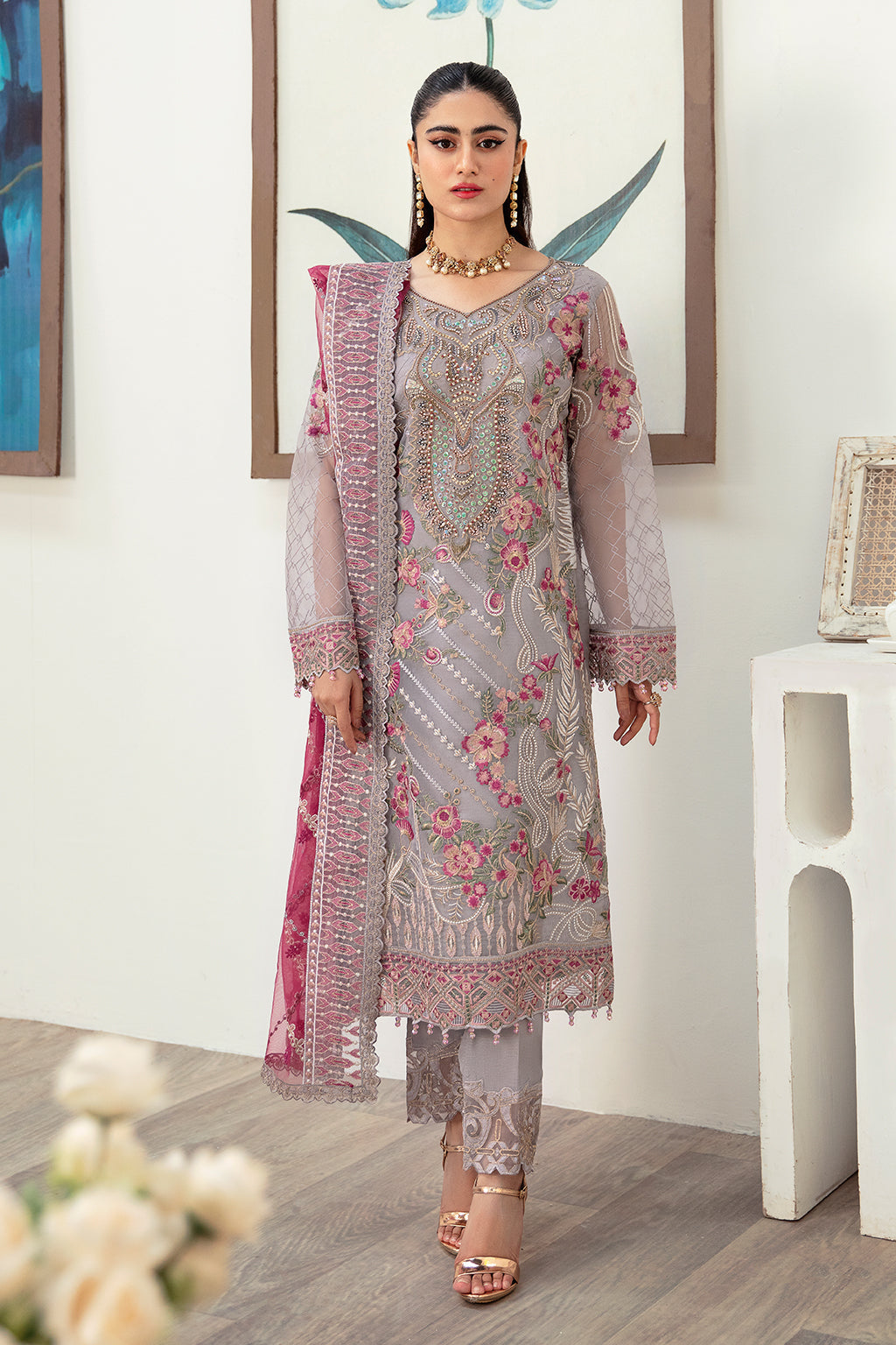 Ramsha | Minhal Organza Collection | M-1008 - House Of Anaya