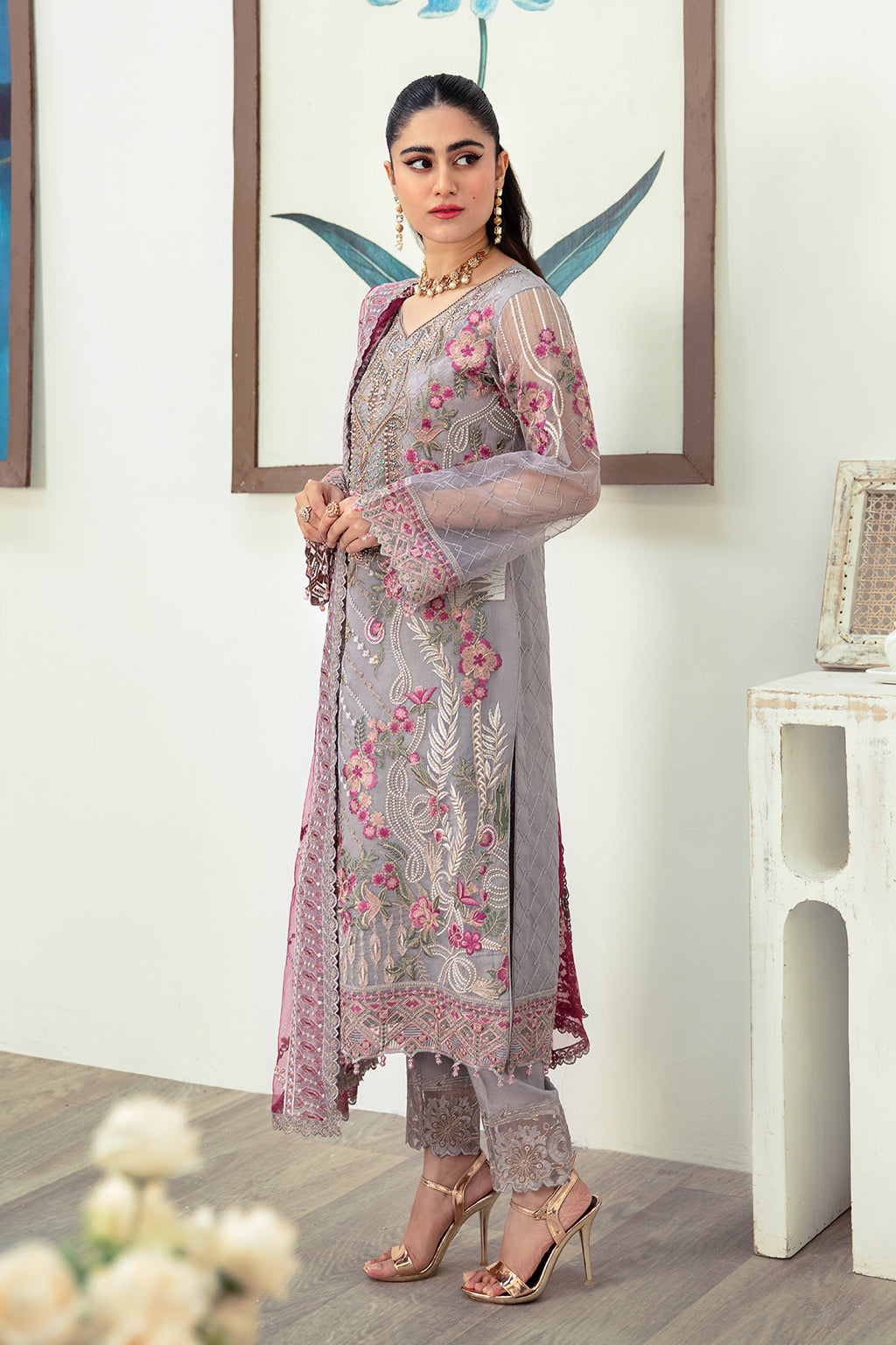 Ramsha | Minhal Organza Collection | M-1008 - House Of Anaya
