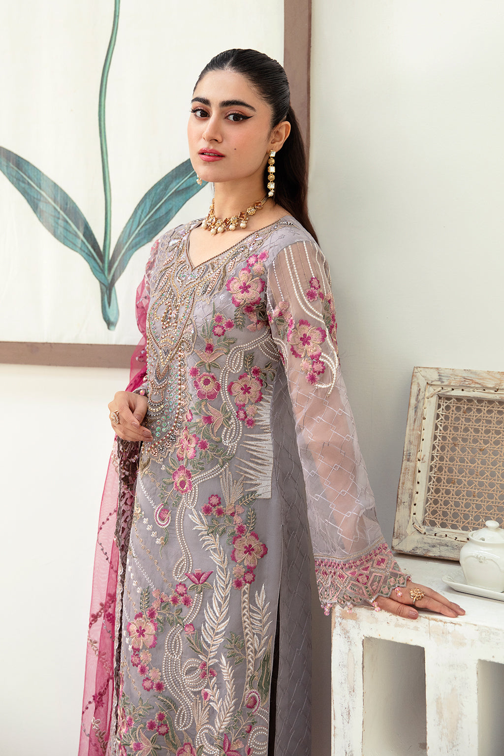Ramsha | Minhal Organza Collection | M-1008 - House Of Anaya