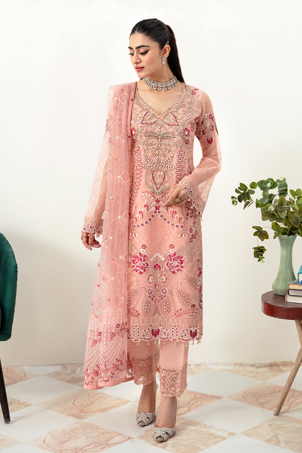 Ramsha | Minhal Organza Collection | M-1007 - House Of Anaya