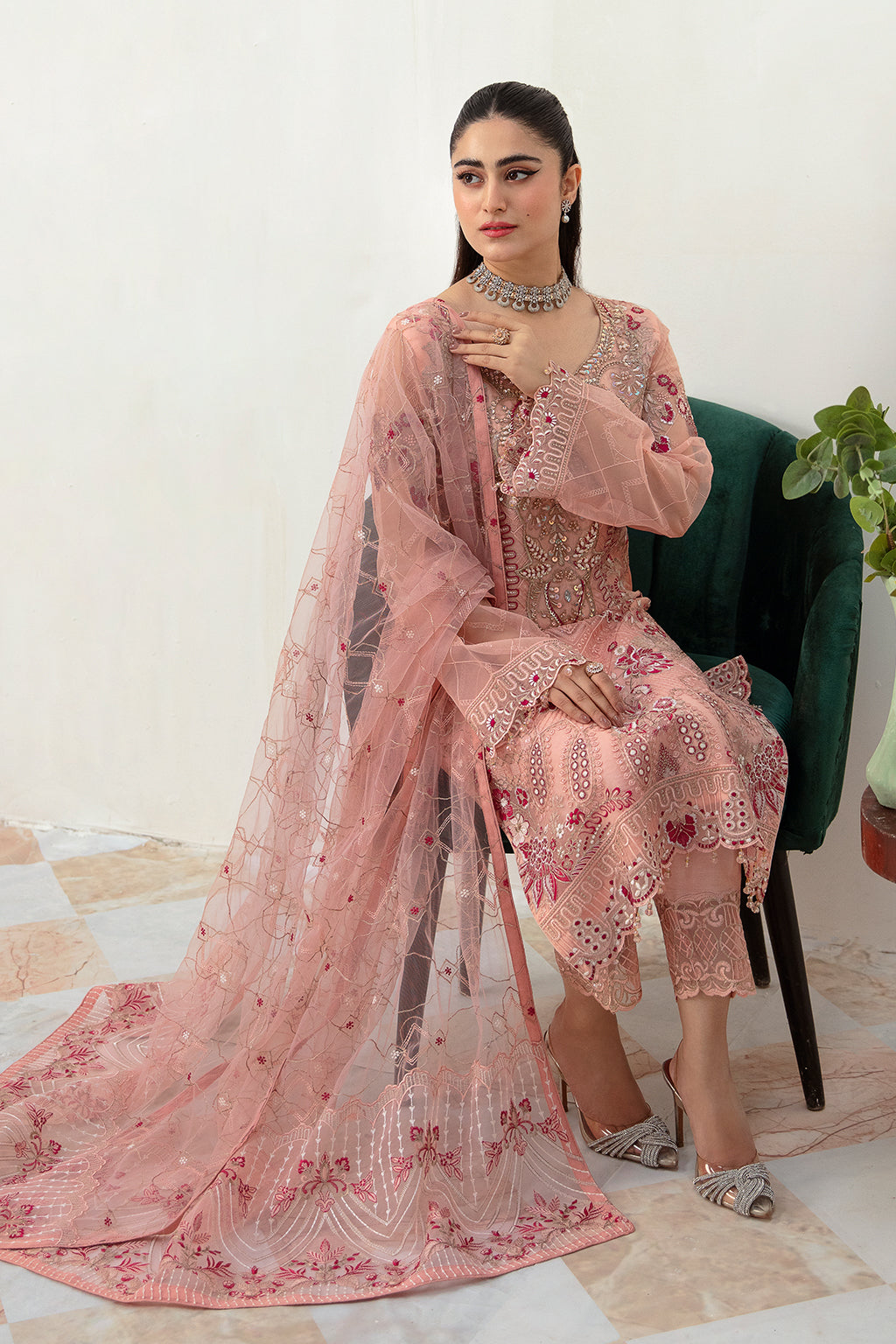 Ramsha | Minhal Organza Collection | M-1007 - House Of Anaya