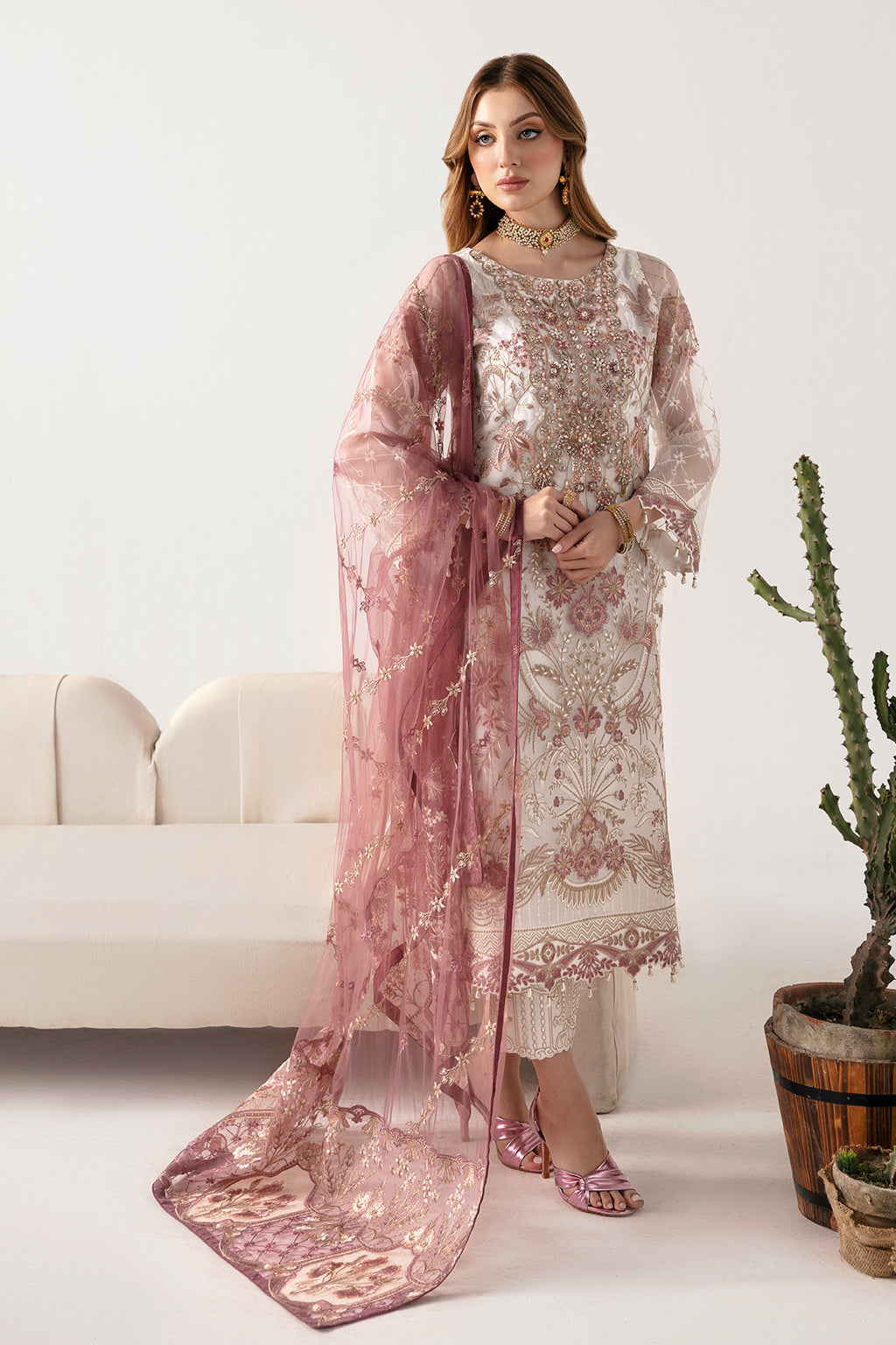 Ramsha | Minhal Organza Collection | M-1102 - House Of Anaya