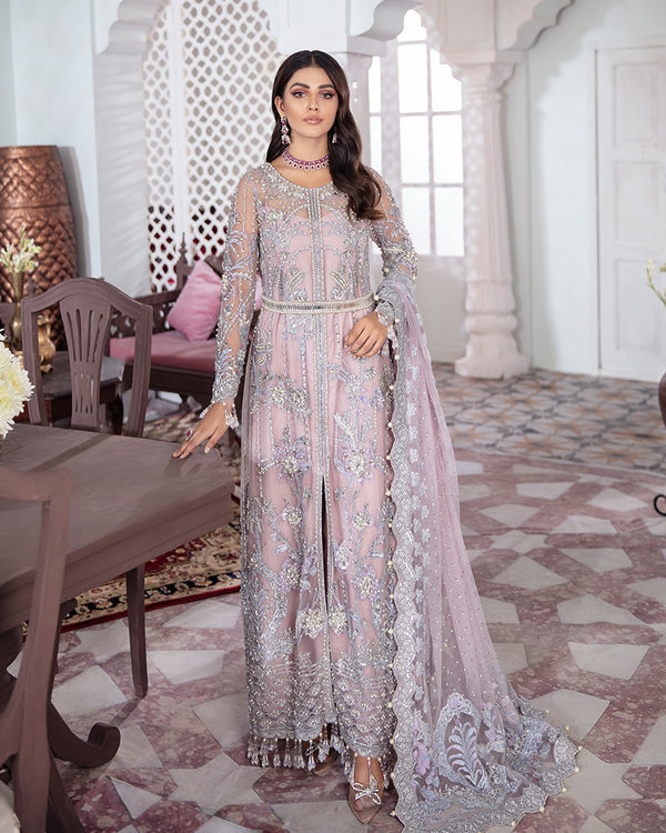 Gulaal | Wedding Formals | NAAZ EMBROIDERED NET 3-PIECE SUIT WS-09 - House Of Anaya