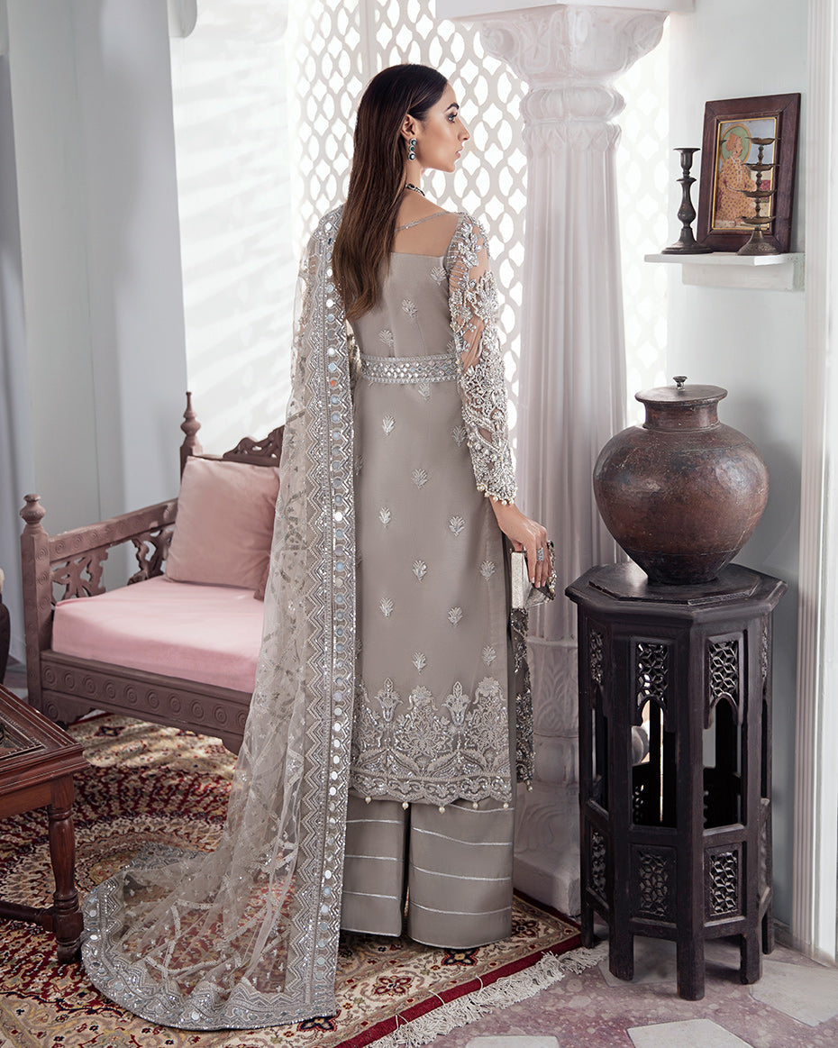 Gulaal | Wedding Formals | Gulnoor Embroidered Net 3-Piece Suit WS-18 - House Of Anaya