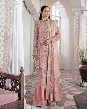 Gulaal | Wedding Formals | ARJUMAND EMBROIDERED NET 3-PIECE SUIT WS-15 - House Of Anaya