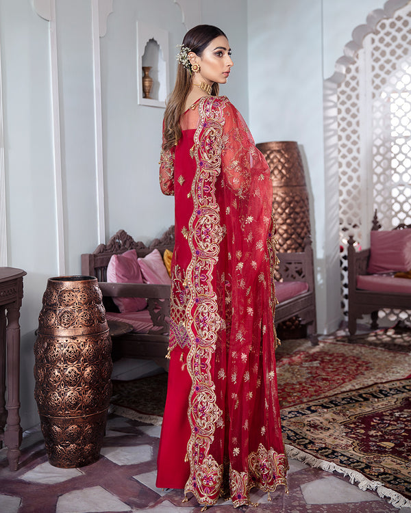 Gulaal | Wedding Formals | Tamanah Embroidered Net 3-Piece Suit WS-12 - House Of Anaya