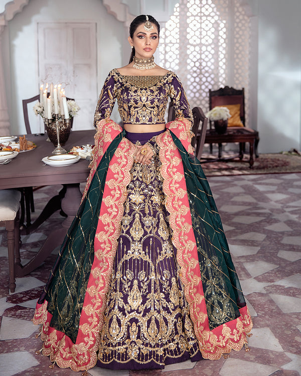 Gulaal | Wedding Formals | KEHKSHAN EMBROIDERED NET 3-PIECE SUIT WS-14 - House Of Anaya