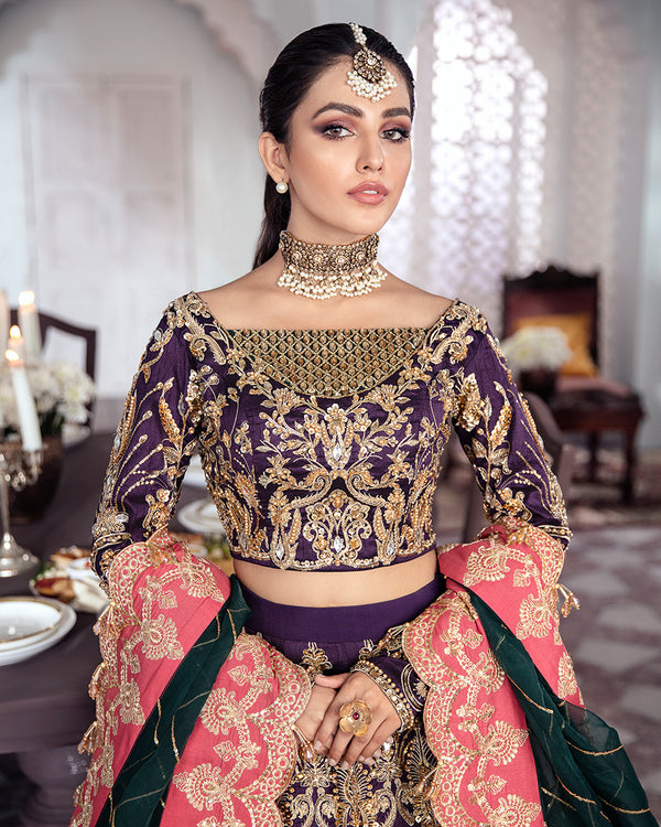 Gulaal | Wedding Formals | KEHKSHAN EMBROIDERED NET 3-PIECE SUIT WS-14 - House Of Anaya