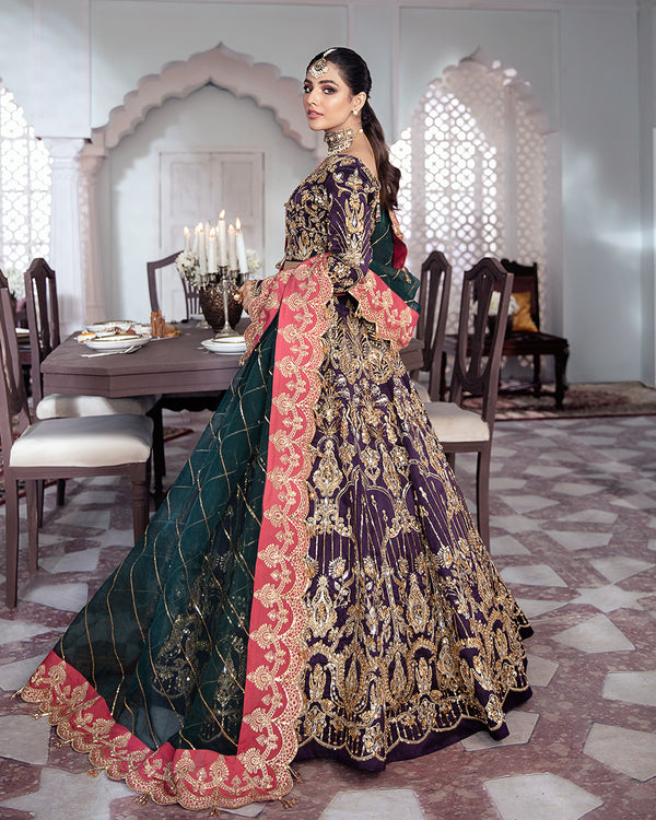 Gulaal | Wedding Formals | KEHKSHAN EMBROIDERED NET 3-PIECE SUIT WS-14 - House Of Anaya