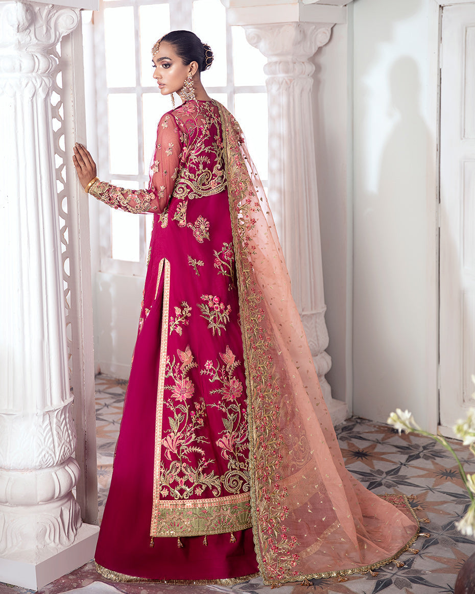 Gulaal | Wedding Formals | CHAMELI EMBROIDERED NET 3-PIECE SUIT WS-10 - House Of Anaya