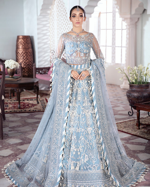 Gulaal | Wedding Formals | Mehnaaz Embroidered Net 3-Piece Suit WS-13 - House Of Anaya