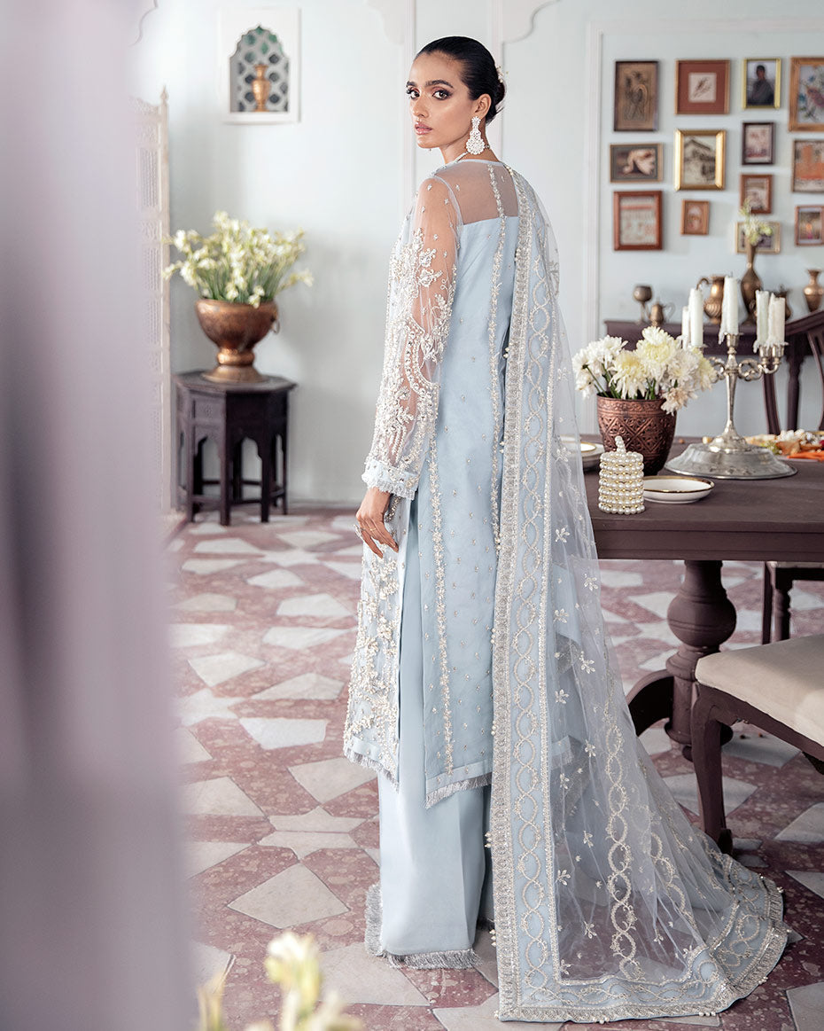 Gulaal | Wedding Formals | SAIKA EMBROIDERED NET 3-PIECE SUIT WS-20 - House Of Anaya