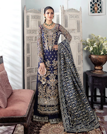 Gulaal | Meherma Wedding Formals Collection | Qayinaat Embroidered Net 3-Piece Suit WS-16