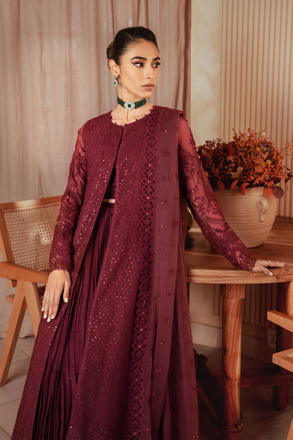 Iznik | Chiffon Kari | ICK-01 Embroidered Chiffon - House Of Anaya