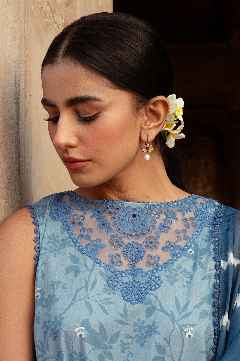 Cross Stitch | Premium Lawn 24 | BLUE SAND - House Of Anaya