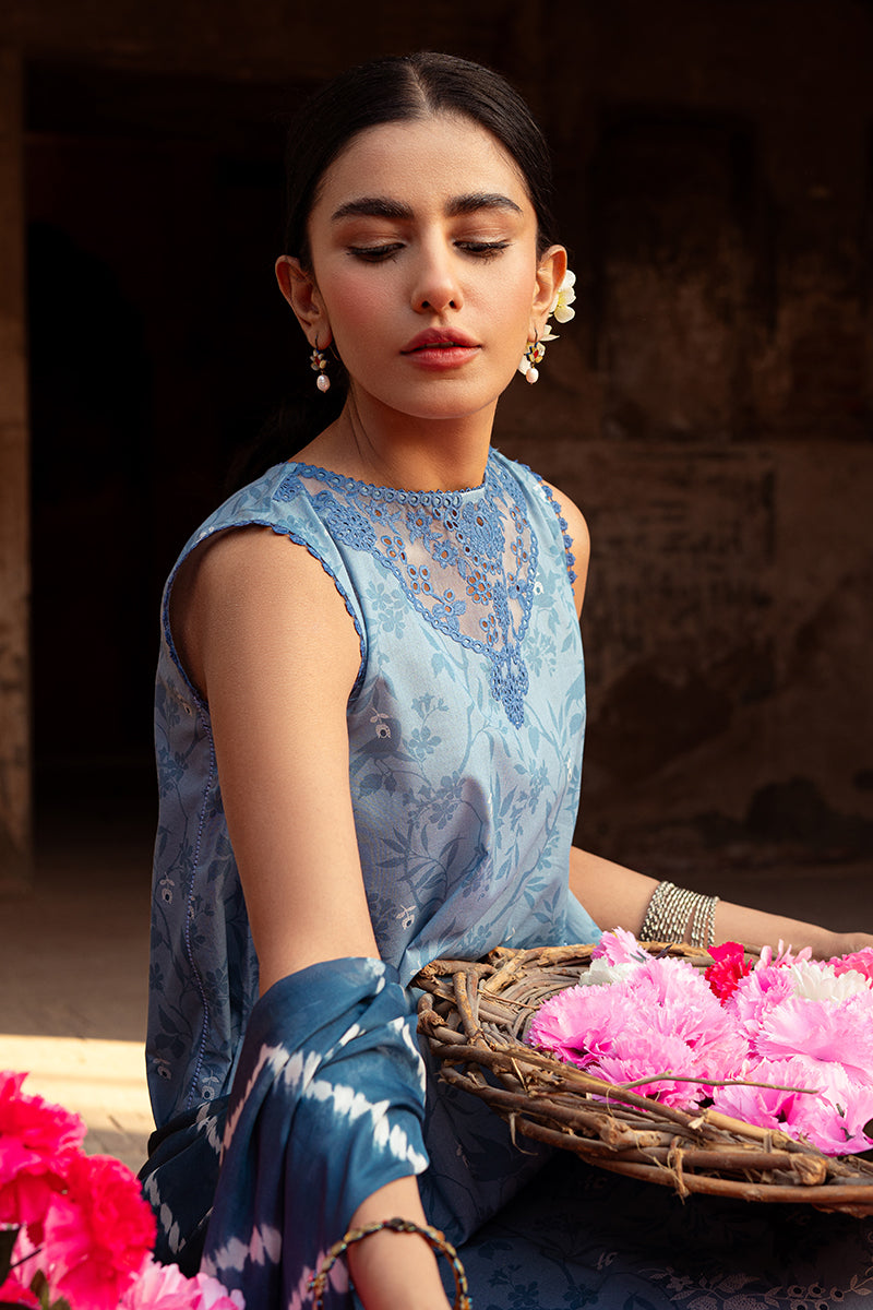 Cross Stitch | Premium Lawn 24 | BLUE SAND - House Of Anaya