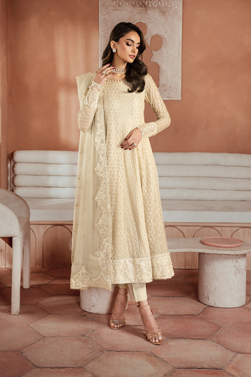 Iznik | Chiffon Kari | ICK-06 Embroidered Chiffon - House Of Anaya