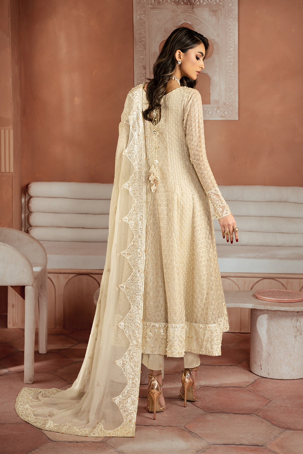 Iznik | Chiffon Kari | ICK-06 Embroidered Chiffon - House Of Anaya