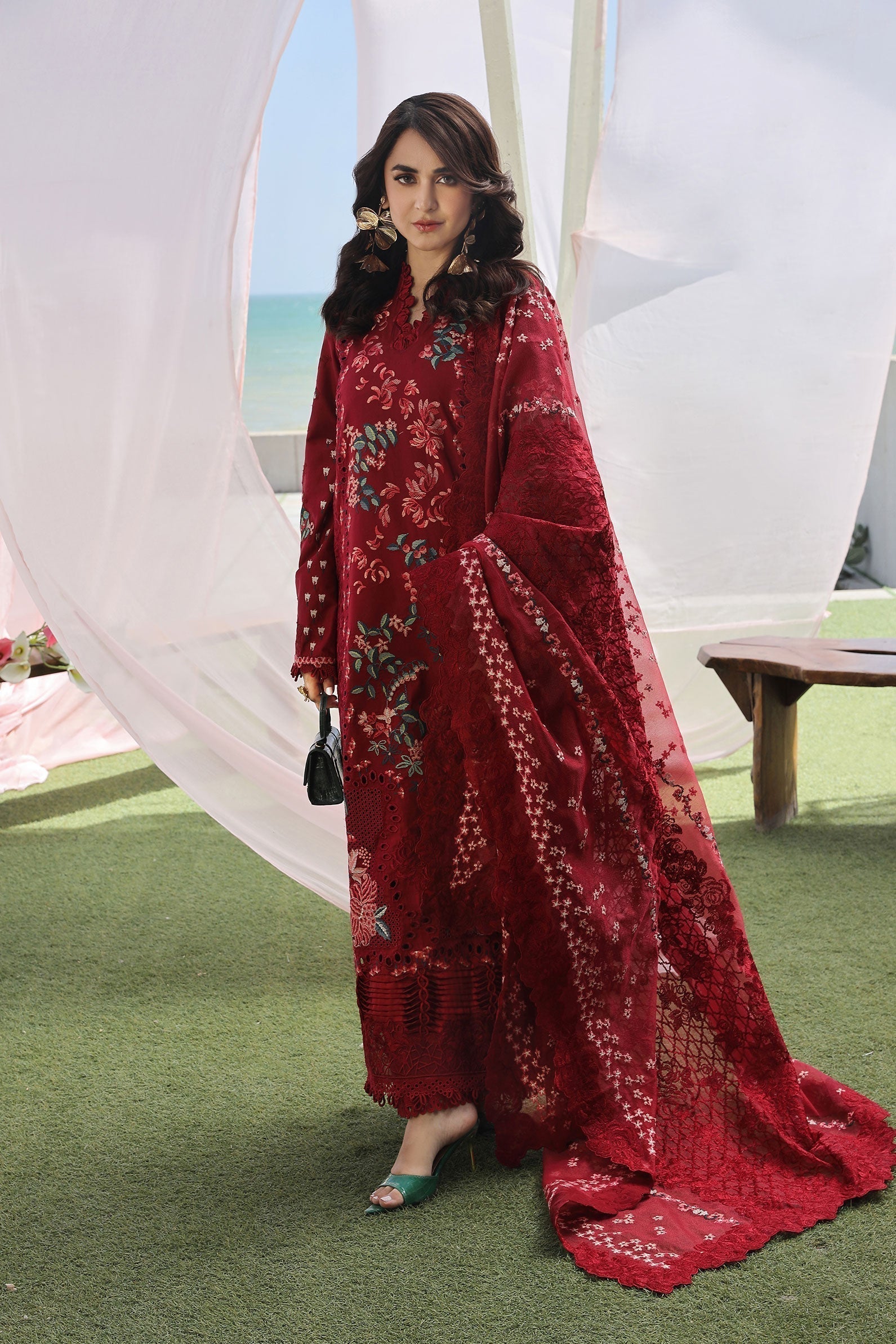 Maryam Hussain | Luxury Lawn 24 | CRIMSON - House of Zarish
