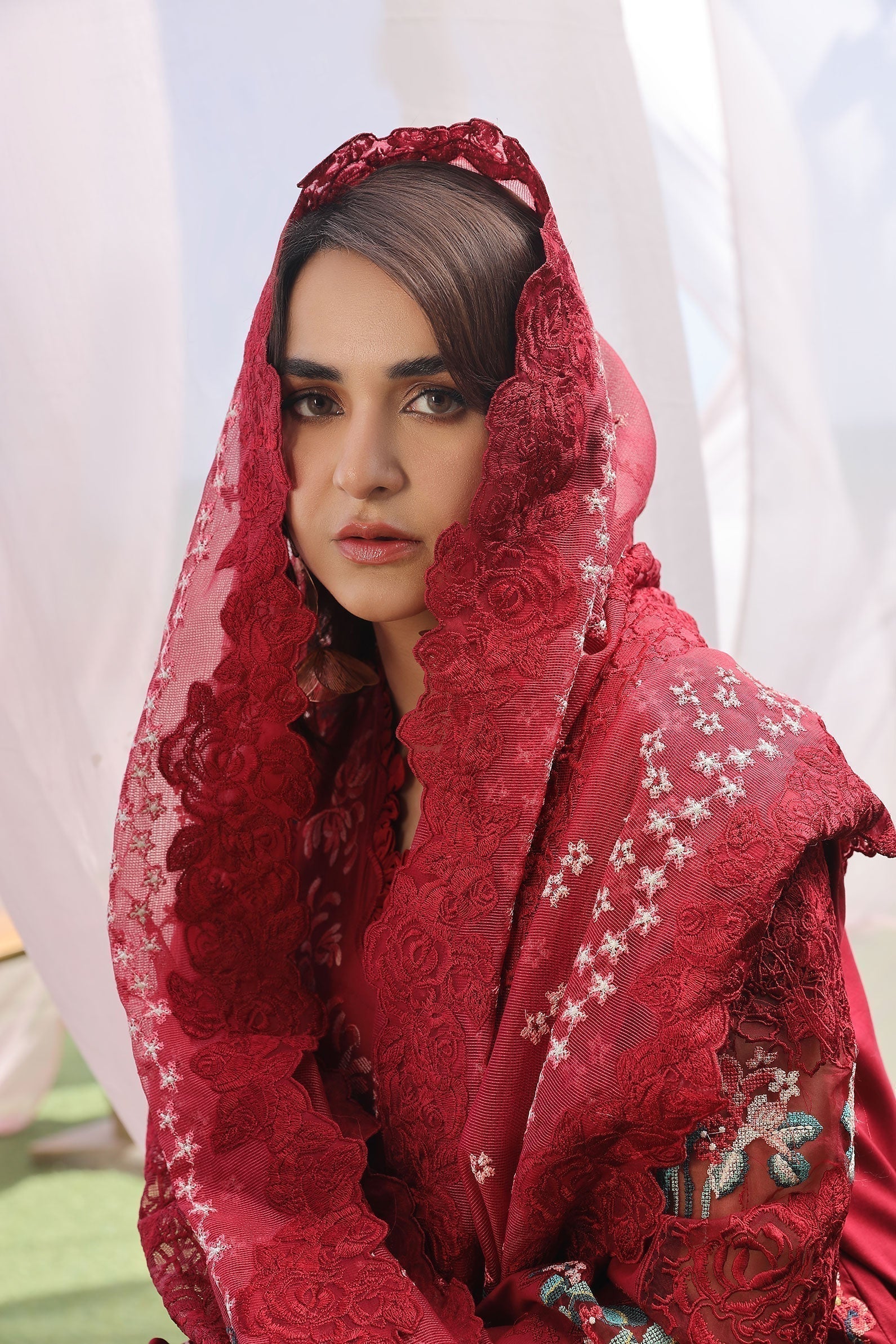 Maryam Hussain | Luxury Lawn 24 | CRIMSON - House of Zarish