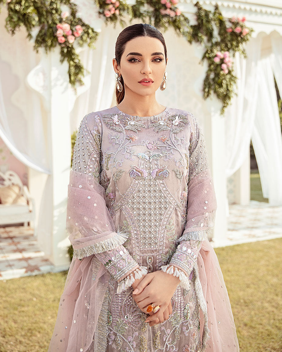 Gulaal | Wedding Formals | CLAIR EMBROIDERED NET 3-PIECE SUIT WS-05 - House Of Anaya