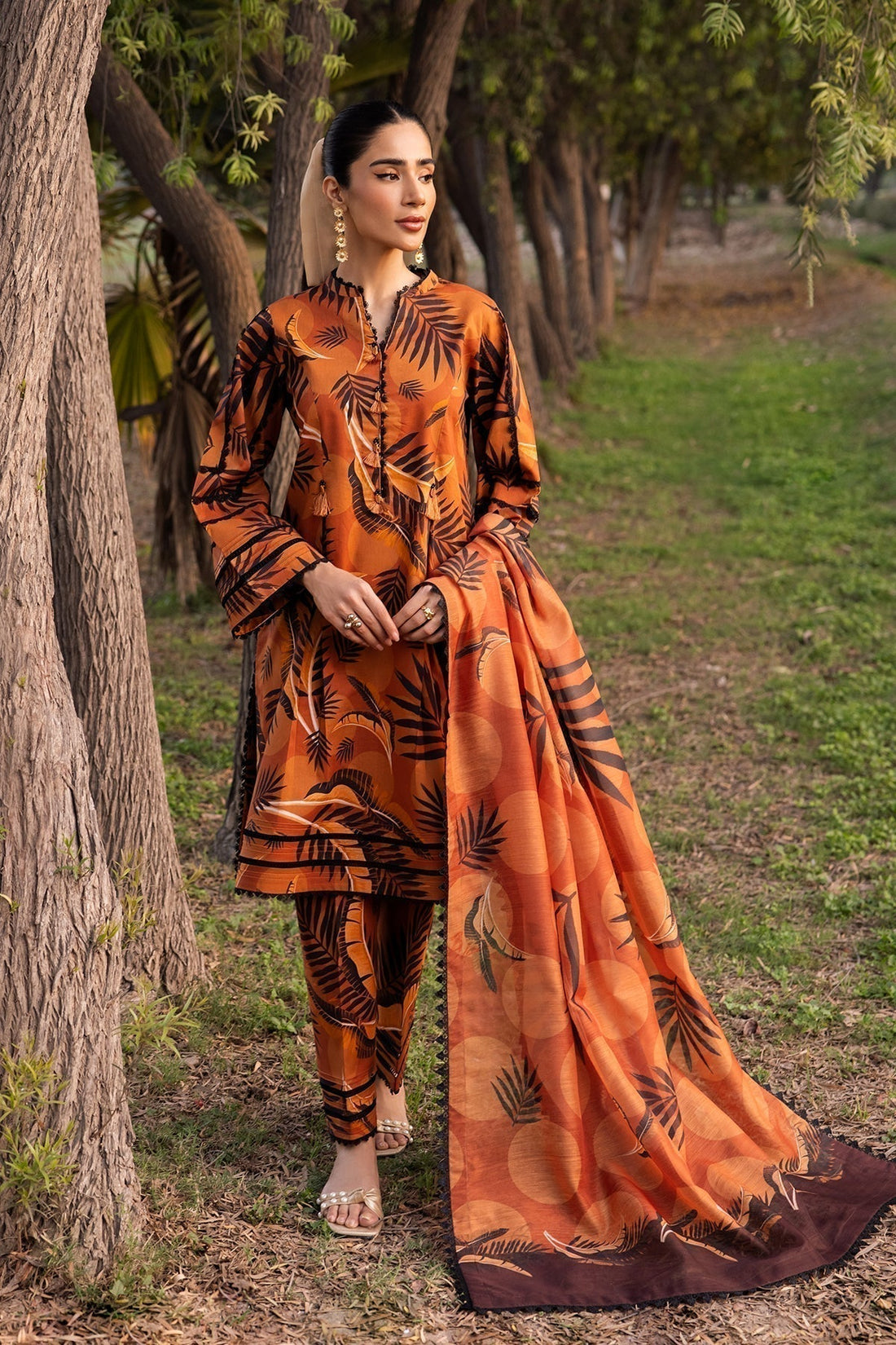 Alizeh | Sheen Lawn Prints 24 | MARIGOLD - House Of Anaya