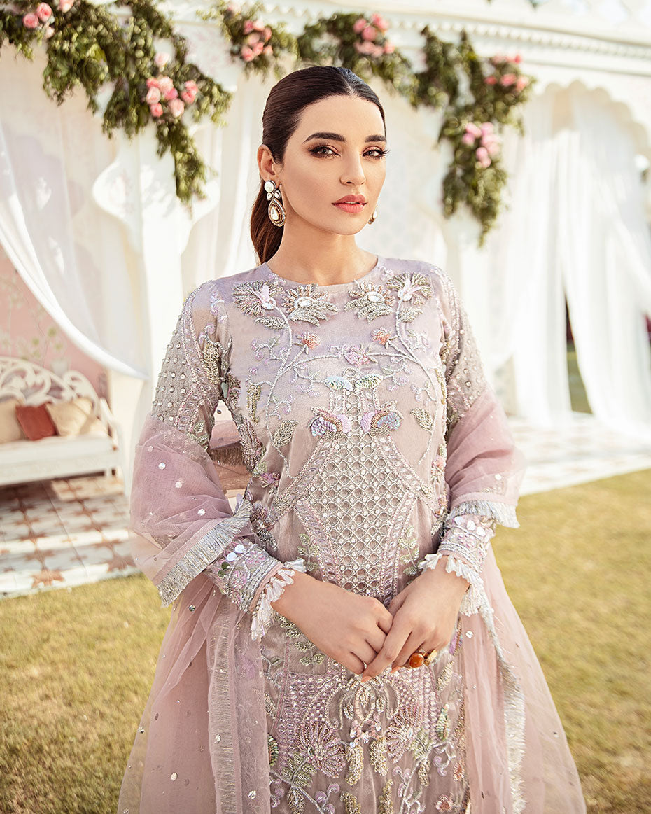 Gulaal | Wedding Formals | CLAIR EMBROIDERED NET 3-PIECE SUIT WS-05 - House Of Anaya